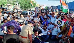 Chandigarh: Congress leaders protest in Haryana and Punjab over the disqualification of Rahul Gandhi from the Lok Sabha