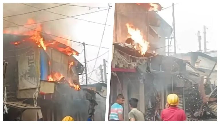 Kolkata: A massive fire broke out in the market near Gobardanga railway station.
