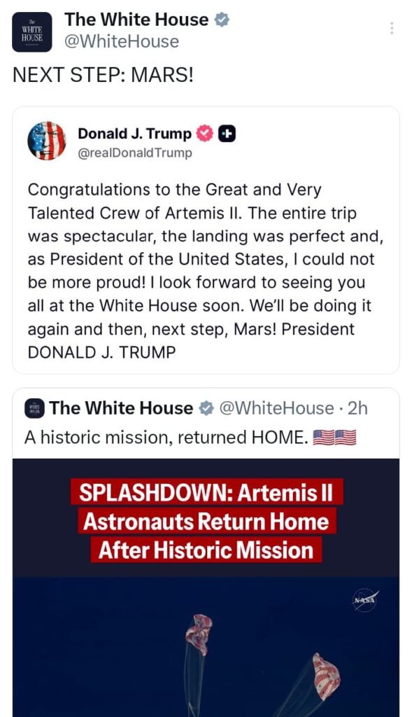 Washington: NASA's Artemis II Mission Concluded